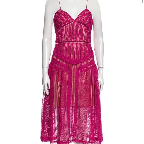 NWT self-portrait barbie pink lace midi dress - Picture 3 of 4